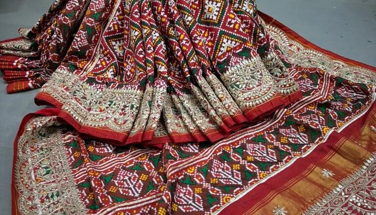 Silver Haram Designs and Patan Patola Saree for a Regal Traditional Look